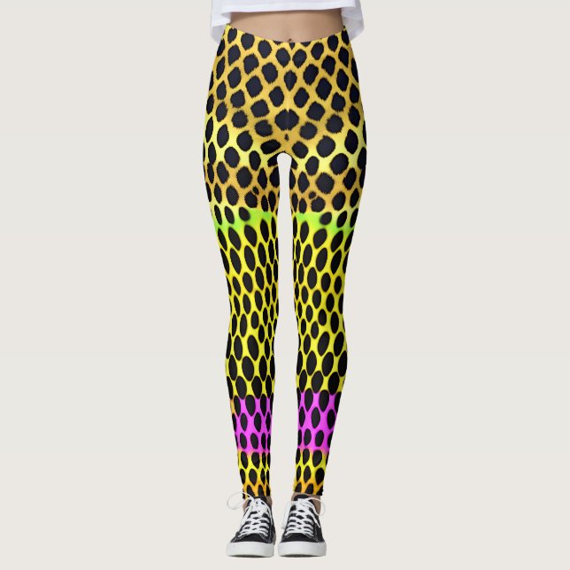 Legging "Selvagem Vibrante" Abstrato Impressão (Frente)