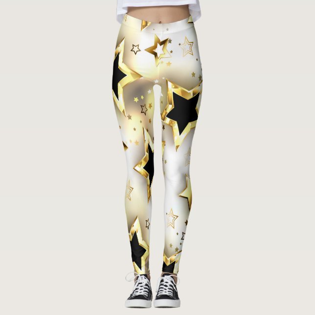 Legging Sem costura leve com estrelas douradas (Frente)