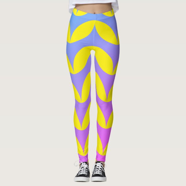 Legging Semicírculo geométrico preto e cinza no Verão (Frente)