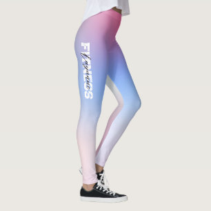 Legging Seminário de Ioga de Giro Azul-Cor-de-Rosa Mole