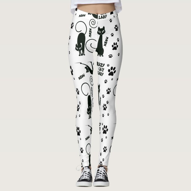 Legging senhora louca caneleiras do gato (Frente)