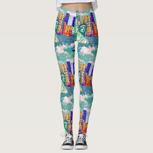 Legging Senhora pop art da estátua da liberdade
