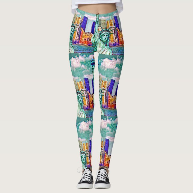 Legging Senhora pop art da estátua da liberdade (Frente)
