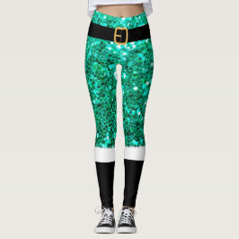 Legging Senhora Santa Claus, brilho verde