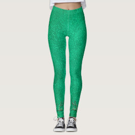 Legging Senhoras de Reinadores Verdes do Natal Moderno
