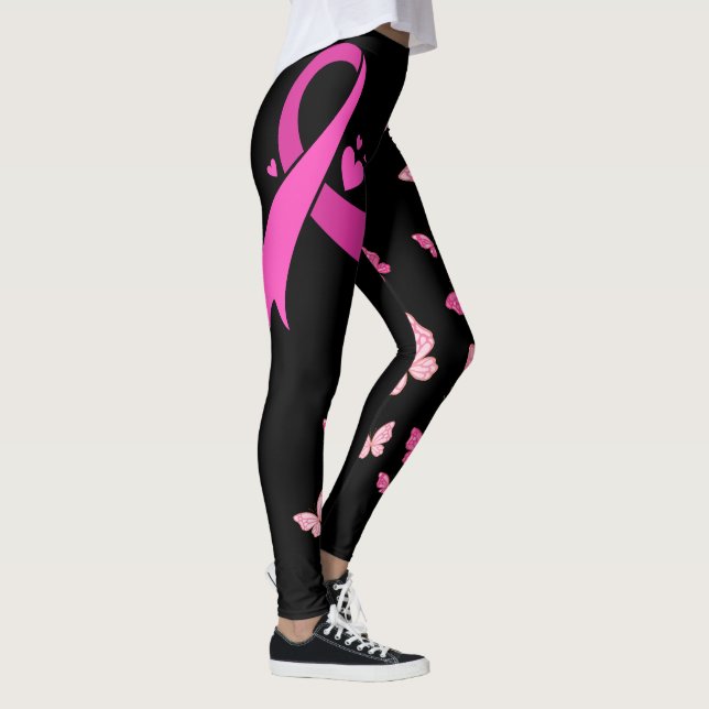 Legging Sensibilização do cancer de Fita Rosa (Direita)