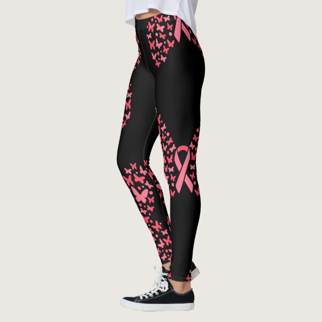 Legging Sensibilização do cancer de Fita Rosa (Esquerda)
