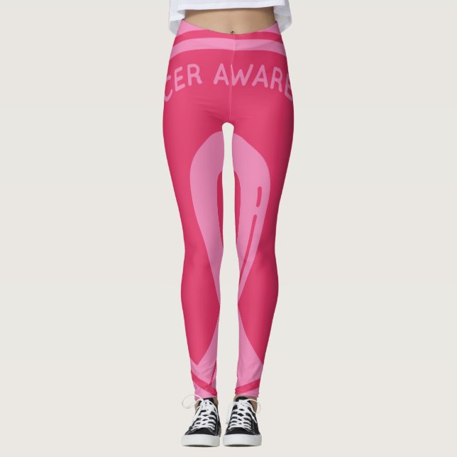 Legging Sensibilização do cancer de Fita Rosa (Frente)
