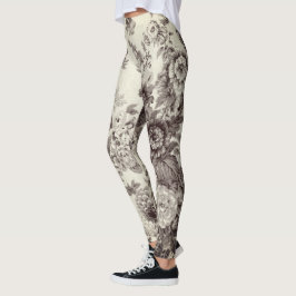 Legging Sepia Brown Cream Botânico Toile Floral No.2