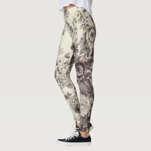 Legging Sepia Brown Cream Botânico Toile Floral No.2
