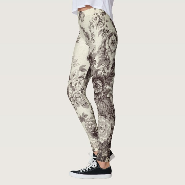 Legging Sepia Brown Cream Botânico Toile Floral No.2 (Esquerda)