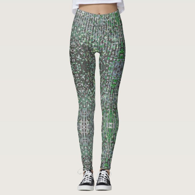 Legging Sequência cintilante verde-esmeralda (Frente)