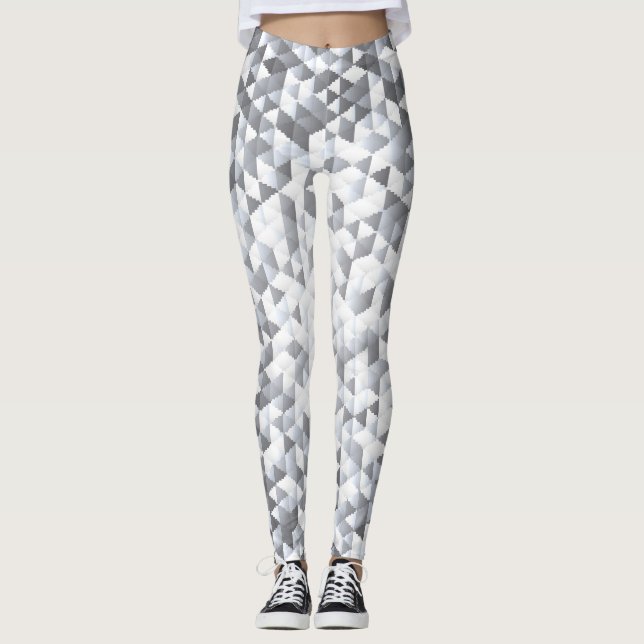 Legging Sequências de Prata: Fundo Mosaico Brilhante (Frente)