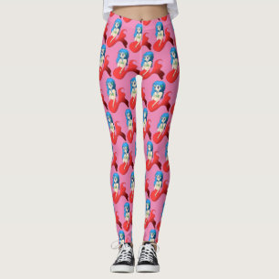Legging Sereia de Cabelo Azul e Bonita Thunder_Cove