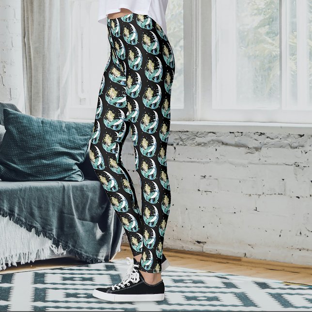 Legging Sereia Loira Lua Crescente Arte Deco Fantasia (Criador carregado)