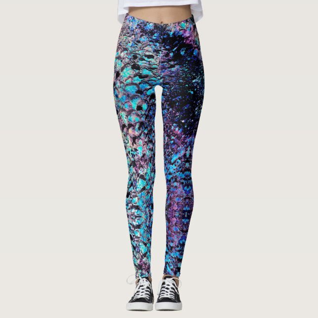 Legging Sereia: Pulverizador de mar, meia-noite, albufeira (Frente)