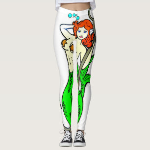 Legging sereia redheaded com cauda verde