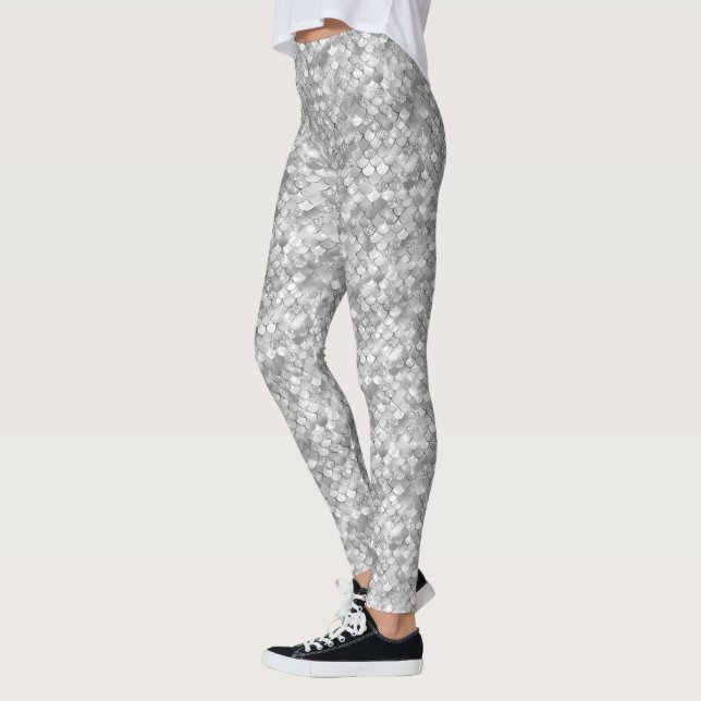 Legging Sereia Silver Bokeh Glitter (Esquerda)
