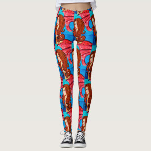 Legging sereias de cauda vermelha