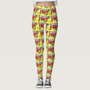 Legging sereias em vermelho em amarelo