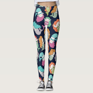 Legging Sereias: padrão balançoso e contínuo.