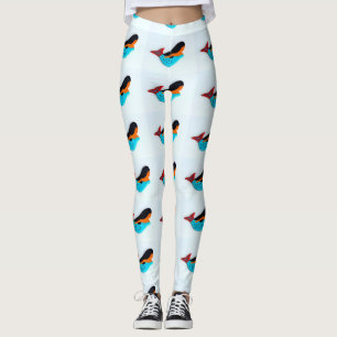 Legging sereias triguenhas da azul-cauda brancas