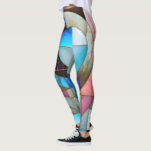 Legging "Serenata de Vidro Manchada" Arte Abstrato colorid