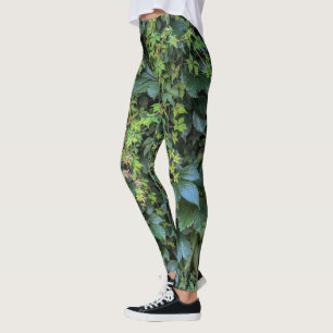 Legging Serene Green Ivy Wall Prendendo Folhas de Plantas 