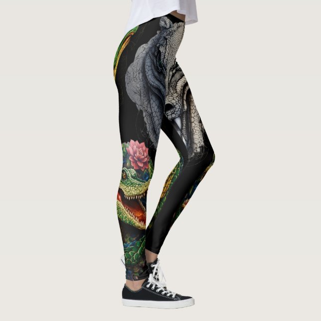 Legging "Serenidade de Sobek: Abstrato Crocodilo Tatuagem  (Direita)