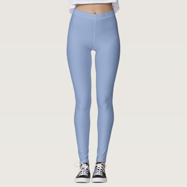 Legging Serenidade Moderna Azul Cor Sólida Plana (Frente)