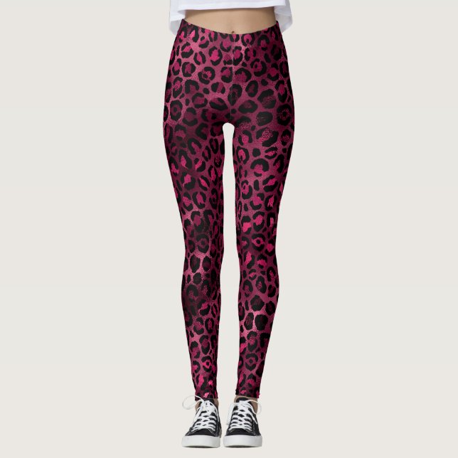 Legging Série Leopard Burgundy e Dourada Design 9 (Frente)
