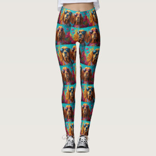 Legging Setter Vermelho Irlandês Com Rosas Do Coração Dia