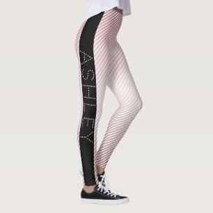 Legging Seu Nome Ombre Rosa Fino & Listras Brancas