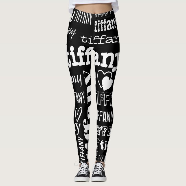 Legging Seu Nome Padrão de Texto Personalizado (Frente)