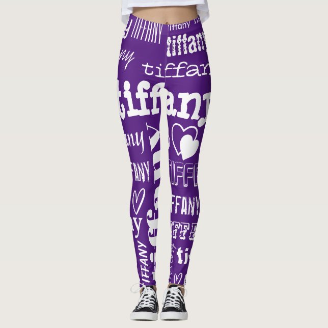 Legging Seu Padrão de Texto do Nome Personalizado (Frente)