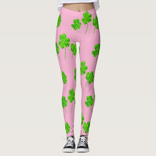 Legging Shamrock Clover Green Black Rua. (Frente)