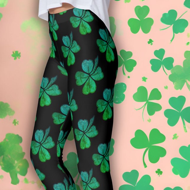 Legging Shamrock Clover Green Pattern Rua. Dia de Patrick (Criador carregado)