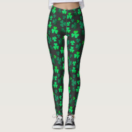 Legging Shamrock Clover Ireland Modern Green & Black
