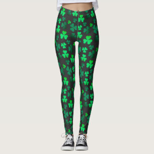 Legging Shamrock Clover Ireland Modern Green & Black