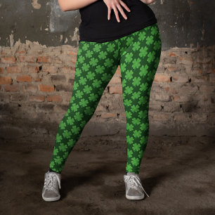 Legging Shamrock Dark do Dia de São Patrício com Quatro Fo