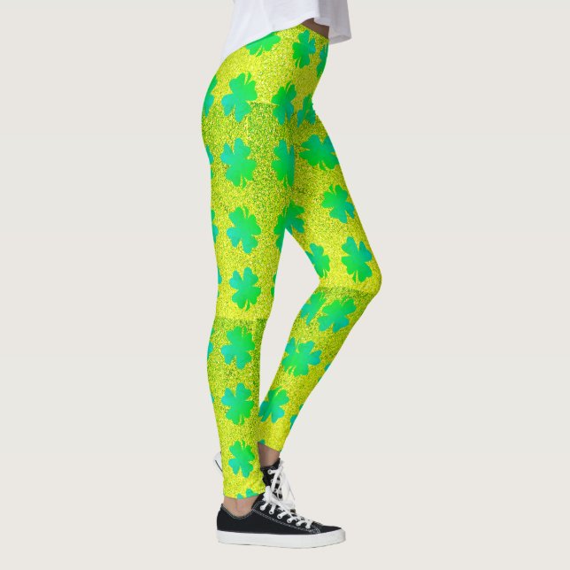 Legging Shamrock deixa Dia de São Patrício brilhante verde (Direita)