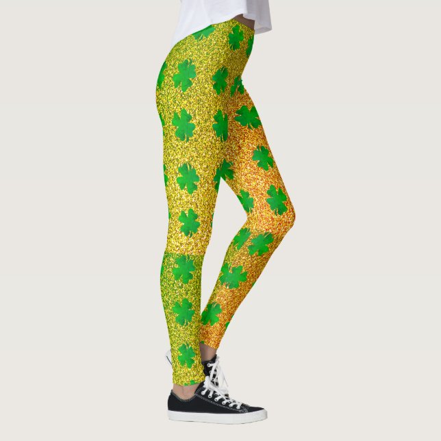 Legging Shamrock deixa o Dia de São Patrício Glitter reen (Direita)