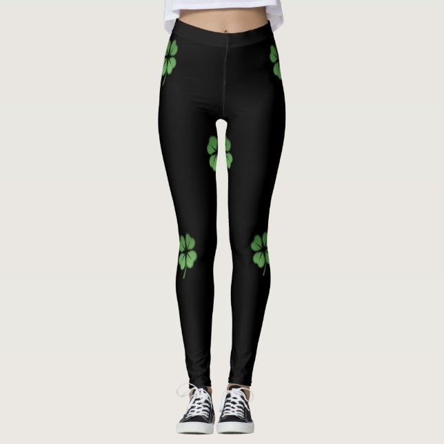 Legging Shamrock Irlandês Adorável, Negro (Frente)