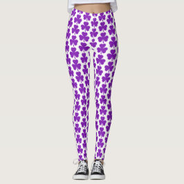 Legging Shamrock Shape Plaid Purple