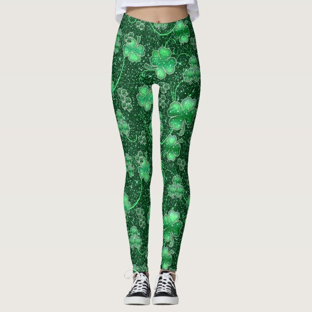 Legging Shamrocks e rochas brilhantes ID289 (Frente)