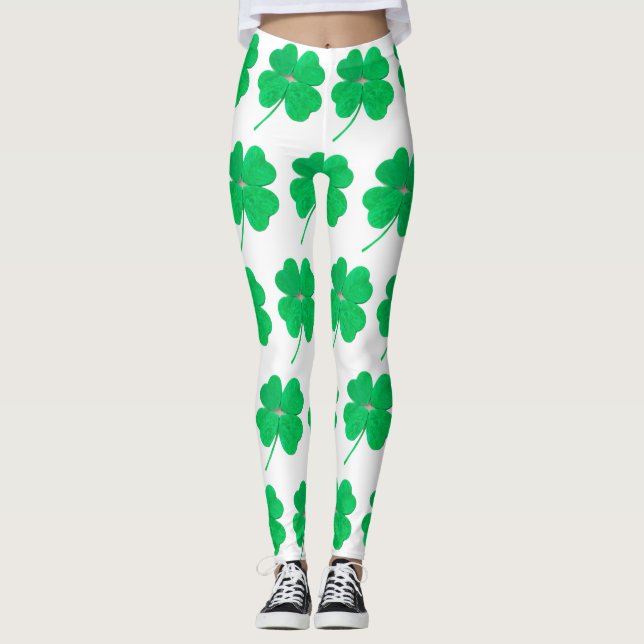 Legging Shamrocks Rua Verde Irlandesa. Dia dos Patricinhos (Frente)