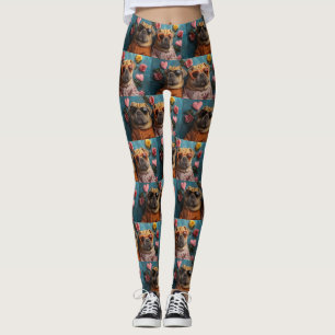 Legging Shar Pei com Rosas do Coração Dia dos Namorados