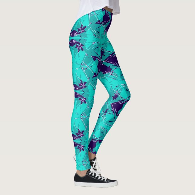 Legging Shattered Aqua and Purple Kaleidoscope (Direita)