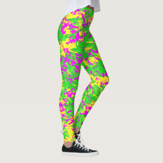 Legging Shattered Neon Pink and Yellow Lime