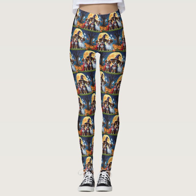 Legging Shepherd Belga Cães Pumpkin Halloween Engraçado (Frente)